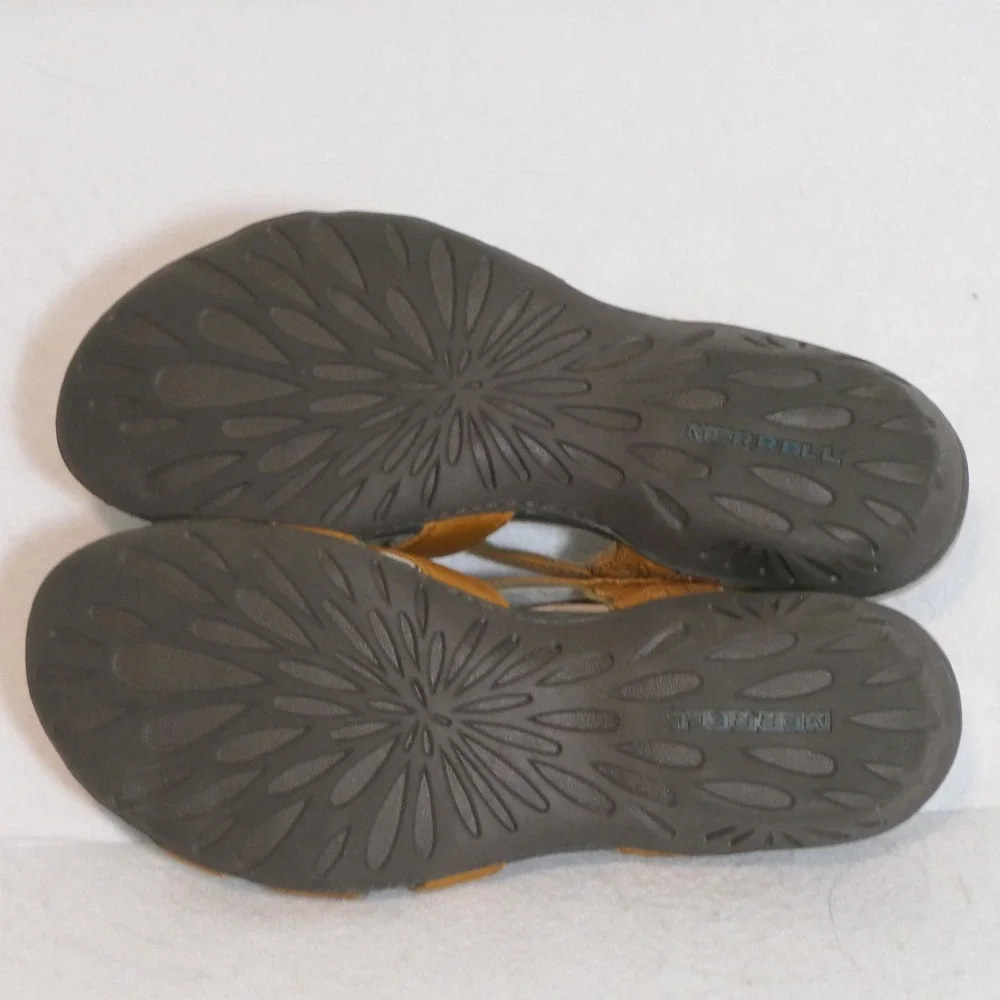NIB Merrell Womens Bassoon Sandals 9 Tan Leather Strappy Gorpcore Granola J46248